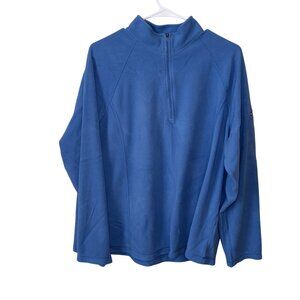 L.L. Bean Womens 2X Blue 1/4 Zip Fleece Pullover Lightweight & Warm